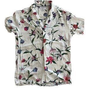 Porter & Ash Linen Blend Camp Shirt Men’s Small Tropical Short Sleeve Button Up